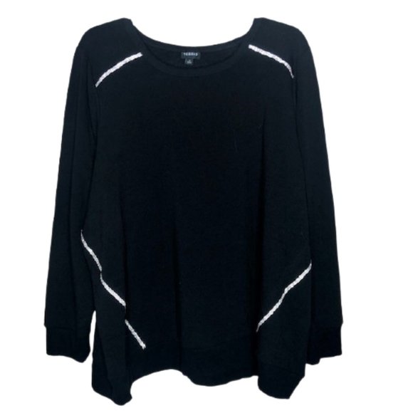 Torrid Fleece Sweatshirt w/Rhinestones - Black - 3 - Picture 3 of 12